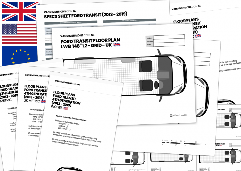 Ford Transit Floor Plans (130, 148 & EXT) VanDimensions