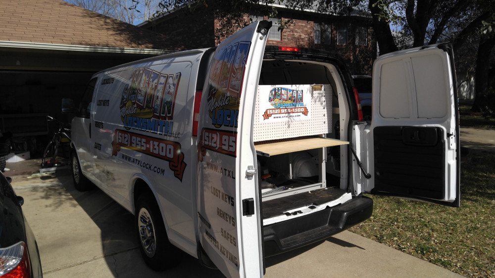 Example of a slide-out workbench in a van